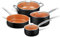 CSK - Juego de utensilios de cocina de cobre de 7 piezas, juego de sartenes y ollas antiadherentes con revestimientos de cerámica, juego de utensilios de cocina, compatible con todas las estufas, 100%
