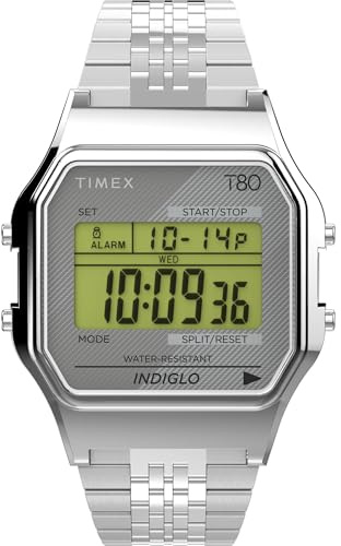 Timex T80 34mm Watch – Silver-Tone with Stainless Steel Bracelet TW2R79300