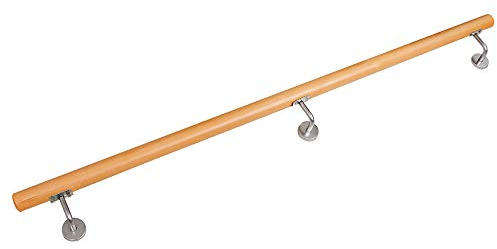Buche Holz Handlauf Treppengeländer Geländer für Treppe Treppe Wandhandlauf Wand Treppe seitliche Montage Auswahl Länge 80-500 cm, Länge:200 cm