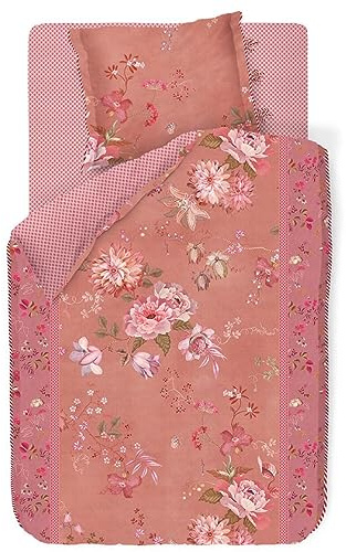 Pip Studio Bettwäsche Tokyo Bouquet Pink Rosa Blumen Blüten Zweige Pflanzen Paspel Perkal Wendeoptik, Größe:155 cm x 220 cm