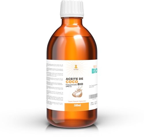Snadi - Huile de Coco Fractionnée (MCT) Bio 500 ml | 100% Pure et Naturelle | Hydratant Profond pour la Peau et les Cheveux | Idéal pour la Cosmétique et l'Aromathérapie