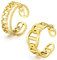 Emibele Ringe für Damen, 2 Stück Fingerringe aus 18 K Vergoldetem Edelstahl, Verstellbare Offene Ringe mit Panzerkette Design, Bandring für Frauen Mädchen Freundin, Schmuck Geschenk - Gold