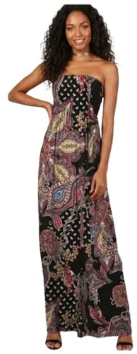 Womens Plus Size Floral Printed Sheeing Maxi Summer Wear Boobtube Dress Ladies Loungewear Comfy Sleeveless Long Dress Casual Wear Bandeau Neck Beach Outfit