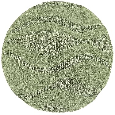RugVista Badematte Breeze, ∅ 90 cm, Rund, Mittelflor, Anti-Rutsch, Moderner Badteppich, Maschinenwaschbar bis 30°C, 100% Baumwolle, Grün