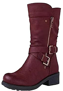 NUSGEAR 2023 Botas altas Mujer nieve tacón alto Botas hasta la Rodilla Holgadas invierno Elegantes botas de equitación Botas Vintage Largas Botas de Jinete Casual Moda Roma Fiesta Cómoda Zapatos