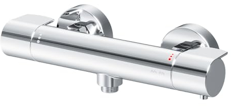 AM.PM X-Joy FXA40000 Duscharmatur Thermostat, Duschthermostat, Brausethermostat Brausearmatur, Thermostatbrausebatterie, Mischbatterie Dusche mit Verbrühschutz bei 38℃, Armatur für Dusche, Chrom