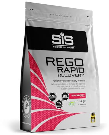 Science In Sport REGO Rapid Recovery Protein Powder | Vegan Protein Powder with Added L-Leucine, Vitamins and Minerals for Muscle Recovery | Strawberry, 30 Servings, 1.5kg