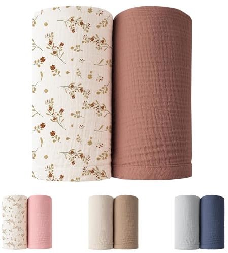 Winmany Baby-Wickeldecken aus Musselin für Neugeborene Jungen Mädchen Kinderzimmer Wickeltuch Baby-Essentials für das ganze Jahr, 100 x 100 cm