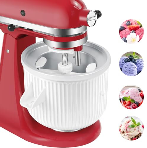 GLINK Ice Cream Maker Attachment for KitchenAid Stand Mixer, Compatible with Kitchenaid 4.5-5Qt Stand Mixer and 5-6Qt Bowl-Lif, 2-Quart Frozen Yogurt/Ice Cream/Sorbet Gelato Maker