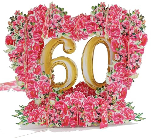 Favour Pop Up® - Biglietto di Auguri Romantico 60° Compleanno 3D Filigrana Artigianale