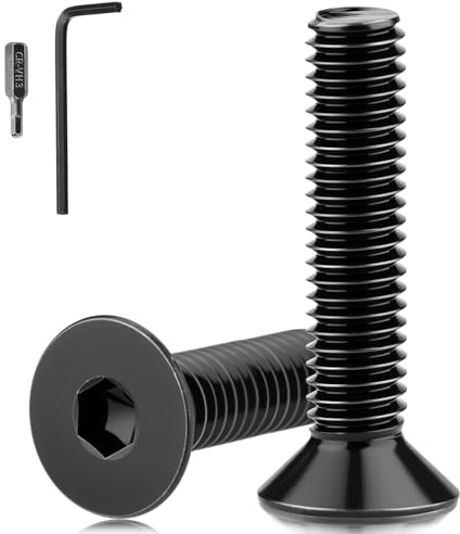 Mbsomnus 30 Pezzi Vite a Testa Svasata M5x40 mm Viti Acciaio Inox A2 V2A Viti a Testa Piatta con Esagono DIN 7991/ISO 10642 Bullone Testa a Brugola Nero Bulloni Meccanico per Mobili Garage Casa