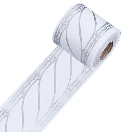 CRASPIRE Borde de Papel Tapiz Floral de Cuerda Gris Claro (30) x (60) cm Moderno Y Elegante Estilo Vintage Adhesivo PVC Autoadhesivo para Baño Techo Cocina Espejo Marco Y Hogar