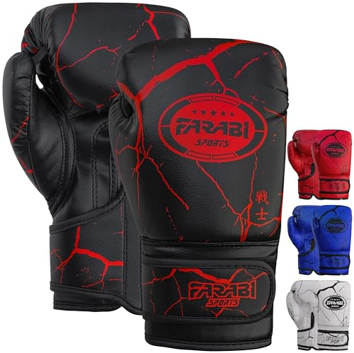 Farabi Sports Kids Boxing Gloves Junior Punching Gloves 4, 6-oz Unisex Youth KickBoxing Training Gloves for MMA Muay Thai Focus Pads & Punching Bags (Black, 8-oz)