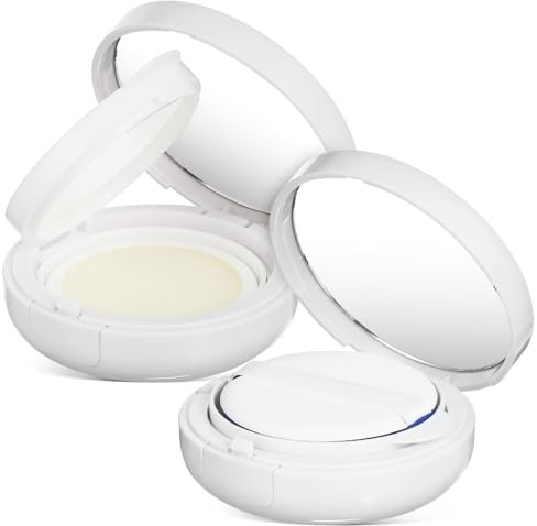 Mipcase Boîte à Poudre Maquillage Vide Réutilisable et Pratique 2 Pièces en Plastique Blanc, Ronde pour Fond de Teint et Highlighter en Voyage