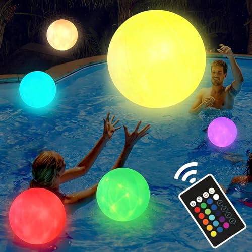 Palloni da Spiaggia LED Gonfiabili,2 Pezzi Pallone da Spiaggia Illuminato,Gonfiabile LED Palla da Spiaggias,Pallone Gonfiabile,per Feste in Spiaggias,Feste in Piscina