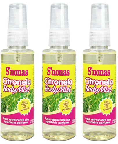 Spray Citronela Líquida Antimosquitos 3 x 60 ml | Agua de Citronela para Mosquitos con Aroma Suave y Agradable
