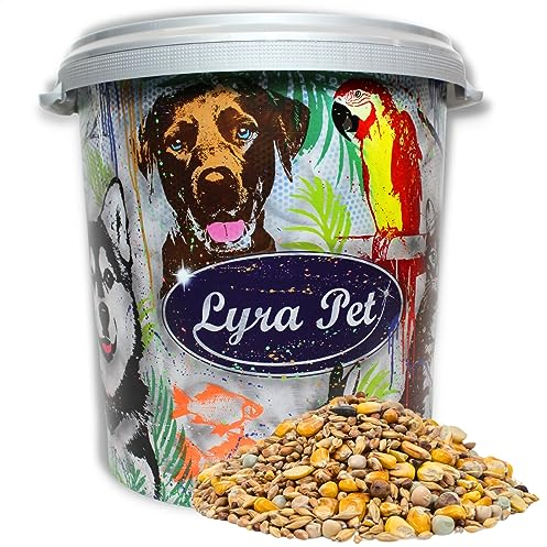 Lyra Pet® | 10 kg Streufutter aus der ALB-MÜHLE Terrassen-Mix schalenfrei in 30 L Tonne | Wildvogelfutter ohne Schalen | Ganzjahres Vogelfutter für Wildvögel | Ideal für Balkon & Terrasse