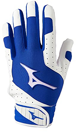 Mizuno Finch Women's Softball Padded Batting Glove, White-Royal, Small