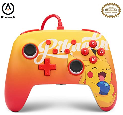 PowerA Manette filaire améliorée pour Nintendo Switch, modèle Switch OLED et Nintendo Switch Lite, accessoire de jeu, manette de jeu, manette filaire, sous licence officielle - Pokemon: Oran Berry