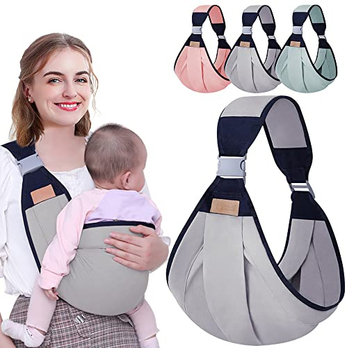 HINATAA Breathable Baby Sling, Adjustable Baby Carrier, Baby Carrier Wrap, Quick Dry, Thick Shoulder Straps for 0-36 Months Baby (Grey a)