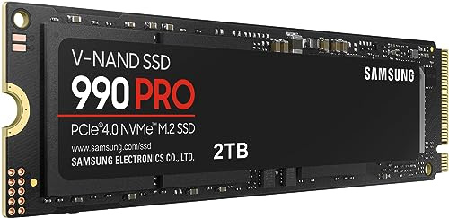 Samsung 990 PRO SSD 2TB PCIe 4.0 M.2 Internal Solid State Hard Drive, Fastest Speed for Gaming, Heat Control, Direct Storage and Memory Expansion for Video Editing, Heavy Graphics, MZ-V9P2T0B/AM