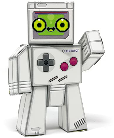 Box Buddies Box Figure 03 RetroBoy - Make Your Own Poseable Retro Gaming Paper Toy - Paper Craft for Kids, Pocket Money Toys, Stocking Fillers