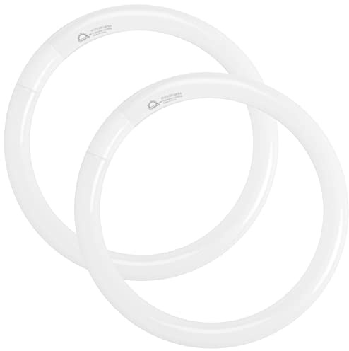 COOGGALAN FC12T9/CW 32W Cool White Circular Light Bulbs, 12 inch Round T9 32 Watts FC12T9/841 4100K Circline Fluorescent Bulb, Replacement Kitchen and Bath Circle Light Bulb, G10q 4 Pin Prong, 2 Pack