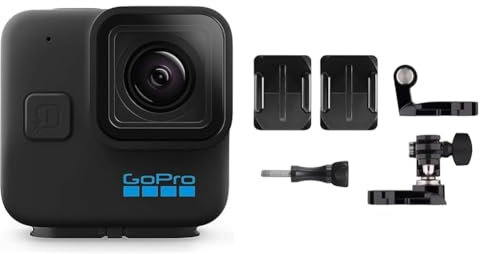 GoPro HERO11 Black Mini - Fotocamera d'azione impermeabile compatta con video Ultra HD & AHFSM-001 Supporto da Casco Frontale e Laterale, Nero