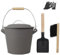 BRIAN & DANY Ash Bucket for Fireplaces, Coal Bucket with Lid, 5L Metal Buckets for Hot Ash with Shovel and Hand Broom, Gray
