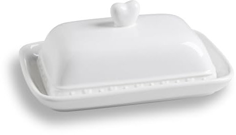 Sweejar Home Burriera in ceramica con coperchio, porta burro a forma di formaggio, grazioso burriera per piano di lavoro, decorazione da cucina e conservazione del burro (beige)