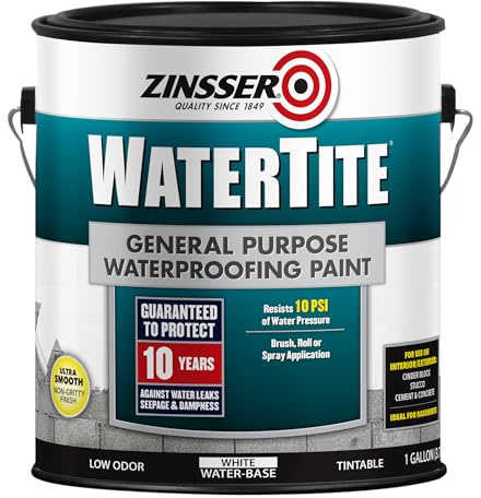 Zinsser 369381 WaterTite General Purpose Waterproofing Paint, Gallon, White