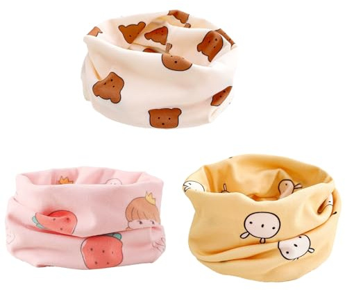 Copbopwn 3 Pieces Kids Snood Kids Neck Warmer O Neck Warmer Super Soft Breathable Kids Scarf Stretchy Washable Warmer Toddler Snood for Unisex Baby Toddler to Teen Winter Autumn Spring