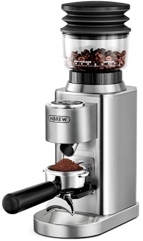 HIBREW G7 Moulin à Espresso avec fraise conique, gobelet doseur magnétique, boîtier métallique, 48 niveaux de mouture - pour Espresso, Moka Pots et café goutte à goutte