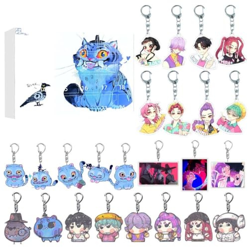 Kpop Calendrier de l'Avent 2025 avec 24 porte-clés et jouets à collectionner, décorations cadeaux pour garçons, filles, adolescents