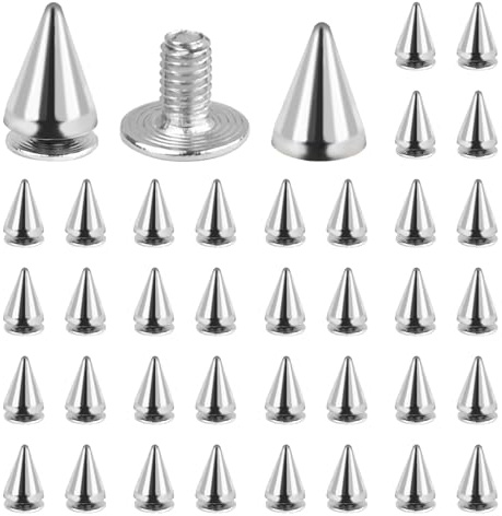 JAXICREY 200 Stück Nieten, 7mm Spikes Studs Nieten Punk Set Schraubnieten Spike Studs Niten Niet Rivet Ziernieten Silber Metall for Clothes Kleidung Stoff Lederhose Taschen Lederband Schuhe DIY
