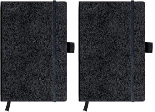 Herlitz 10789428 Geschäftsbuch, Lederoptik, schwarz, kariert, A5, 96 Blatt,Inhaltspapier 80g/m² Notizbuch Classic Collection (einzeln, schwarz | kariert | A5) (Packung mit 2)