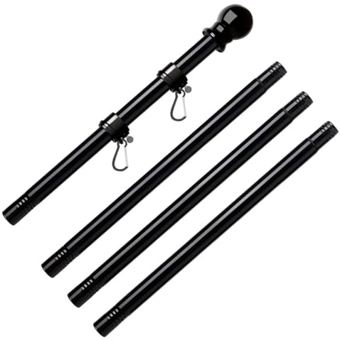 Asta per bandiera da esterno, asta telescopica in acciaio, supporto per striscioni da giardino resistente, sistema di palo regolabile da 1,8 m, per giardino, garage, cortile, recinzione, tetto, parete