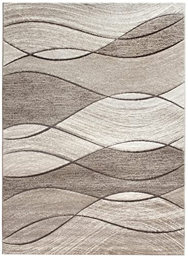 SrS Rugs® Impulse - Area Rug for Living Room, Bedroom, Hallway Runner Rug - Abstract Geometric Design - Provides Home with Comfort and Warmth (Beige, 80cm x 150cm)