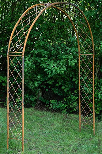 KUHEIGA Rostiger Rosenbogen Metall, B: 200cm / H:250cm, Rankbogen Rost, Metall-Bogen