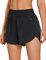 CRZ YOGA Damen Kurz Sporthose Laufhose High Waist Fitness Sport Shorts Kurze Hose mit Reißverschlusstasche Schwarz 38