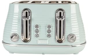 Haden Devon Eucalyptus 4 Slice Toaster - 6 Browning Settings, 4 Slice Toaster with Wide Slots, Toaster 4 Slice with Defrost, Reheat And Cancel Settings