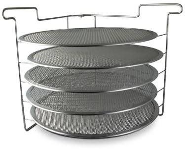 PINNACOLO Folding Pizza Rack with Five 14 Inch Pizza Screens - Compact and Convenient Design for Easy Storage and Baking Multiple Pizzas