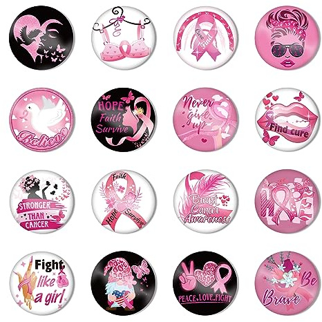 DPKOW 32 x Ruban Octobre Rose Pin's Broches pour Sensibilisation au Cancer du Sein d'Octobre Rose Badges Accessoires Activité Déguisement Cadeau