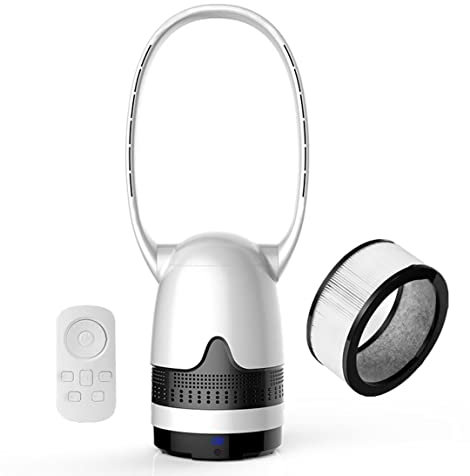 Ventilador de torre sin aspas con purificador de aire,ventilador de torre con círculo de viento plegable,ventilador de pie oscilante 120° con remoto,8 velocidades,temporizador 7 horas,pantalla LED