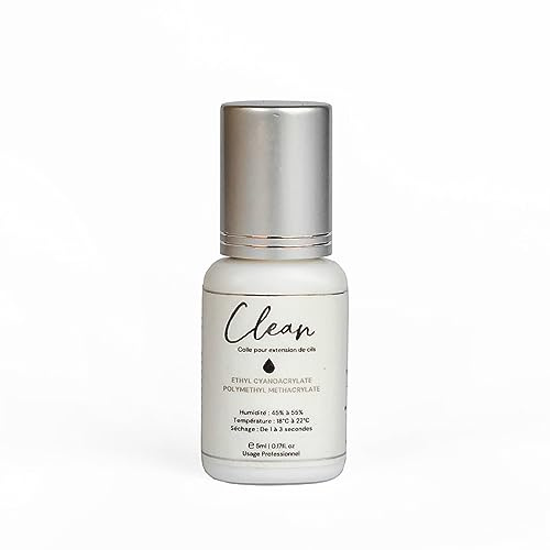Colle Clean (transparent) pour extensions de cils/séchage 0.3 à 0.5 sec.| 5ml / Rétention 8 semaines/Adhésif pour cils