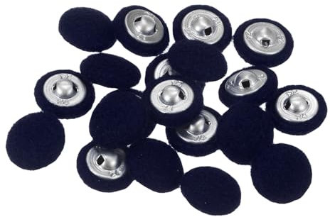 QUARKZMAN 20 Stück Stoffbezogene Knöpfe 15mm Runde Plüsch Bezogene Metall Knopf Stoff bedeckt mit Metallschaft Nähknöpfe Bastelknöpfe zum Nähen Basteln für Anzüge Strickjacke, Marineblau