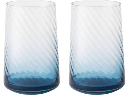 Denby Contemporary Fluted Blue Large Tumblers Set of 2
