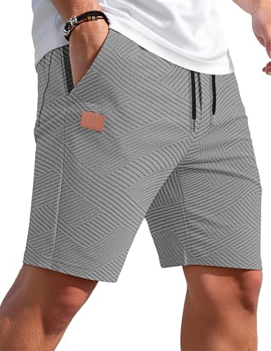 TARAINYA Textur korta byxor herr bomull shorts byxor sommar casual elastisk midja dragsko stretch fritidsshorts med fickor