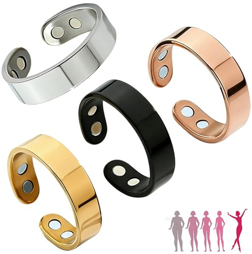 Fresilkora Magnetic Rings For Women Men, Adjustable Calm Ring, Menopause Rings For Women With 4 Strength Magnets, Fidget Rings For Anxiety Reduction, Better Sleep