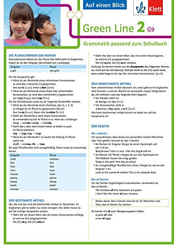 Klett Green Line 2 G9 Klasse 6 - Auf einen Blick: Grammatik passend zum Schulbuch (Green Line G9. Ausgabe ab 2015)